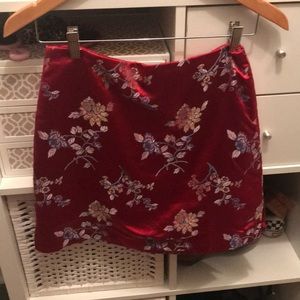 Red silk oriental mini skirt